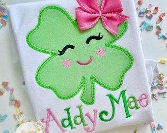 Camiseta de San Patricio para niña, camiseta de San Patricio, camiseta de trébol de cuatro hojas, camiseta de trébol