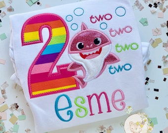 Baby Shark Two Two theme birthday shirt or bodysuit for girls