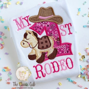 My First Rodeo Cowgirl theme birthday shirt or bodysuit