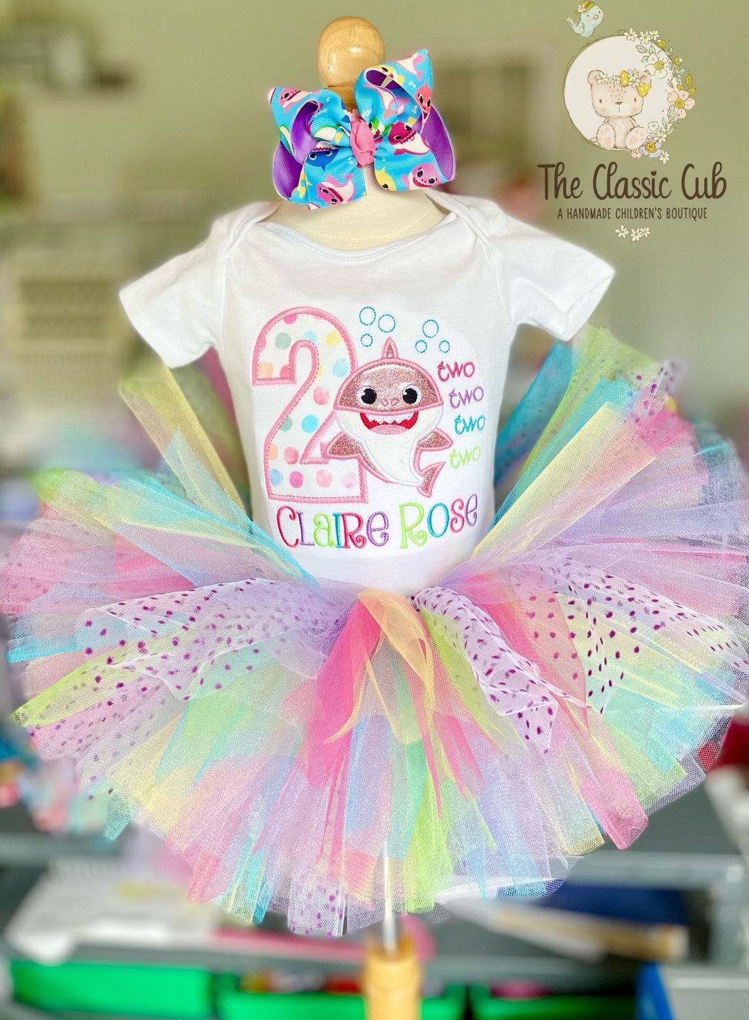 Baby Shark Two Two Two Two Birthday Tutu Outfit in Pink and Purple Etsy Australia