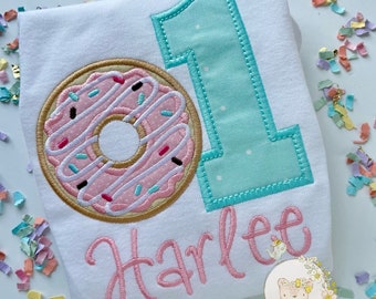 Donut birthday shirt or bodysuit for girls