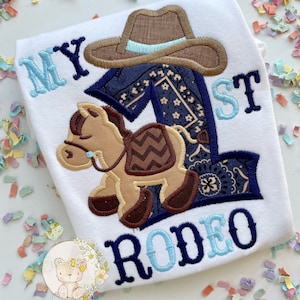My First Rodeo Cowboy theme birthday shirt or bodysuit