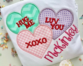 Camiseta de corazones de conversación, camiseta de San Valentín con corazones de caramelo para niñas