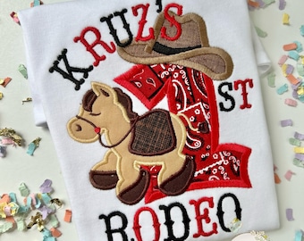 My First Rodeo Cowboy theme birthday shirt or bodysuit
