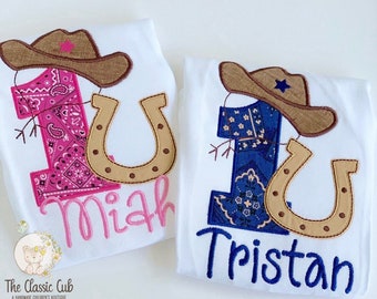 My First Rodeo Cowboy theme birthday shirt or bodysuit for boys and girls