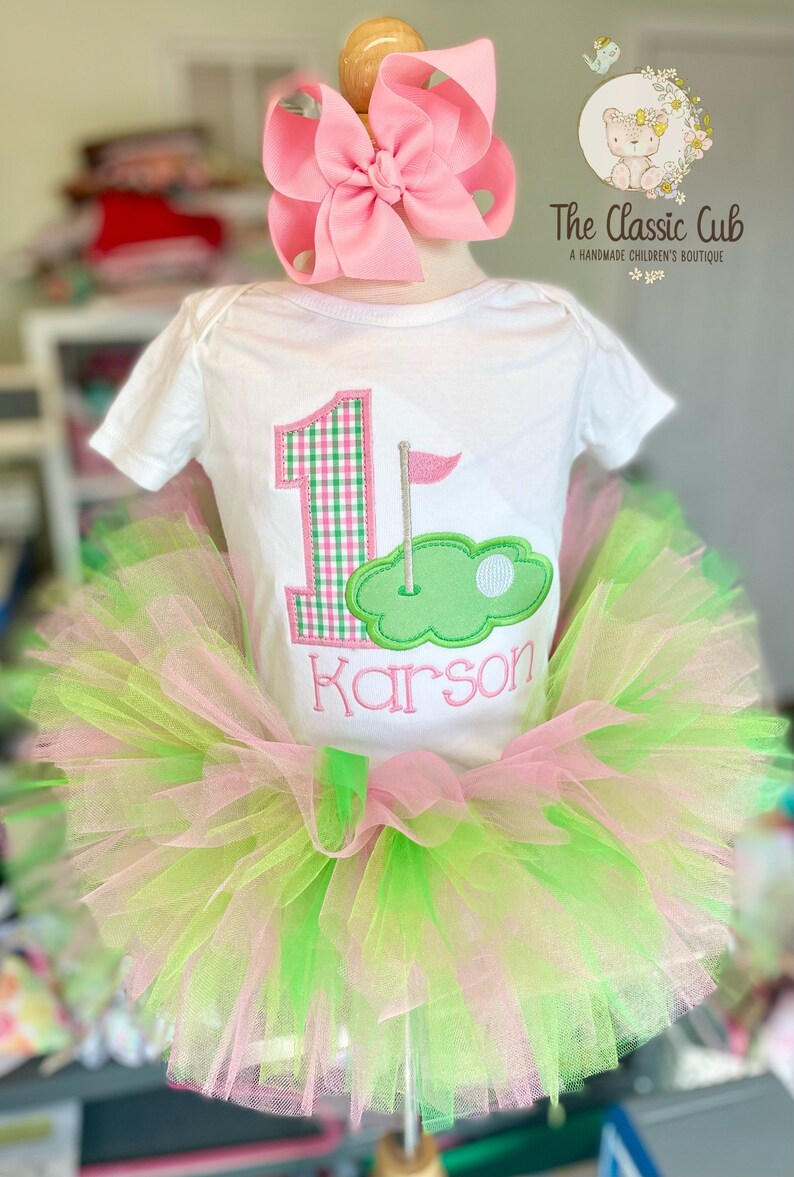 Hole in ONE Golf Theme Birthday Shirt or Bodysuit in Pink and Etsy