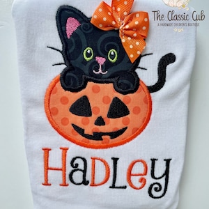 Halloween Kitty Pumpkin shirt for girls