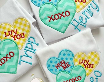 Camiseta de corazones de conversación, camiseta de San Valentín con corazones de caramelo para niños