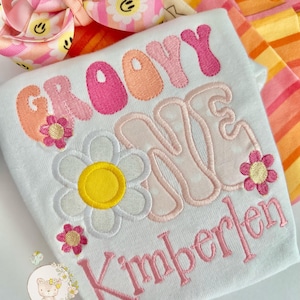 Groovy ONE daisy theme birthday shirt or bodysuit for girls