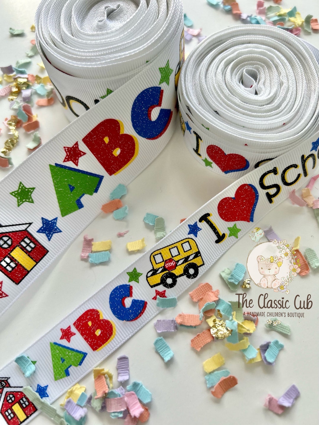 ABC I Love School Ribbon, Back to School Ribbon, School Bus Ribbon - Etsy