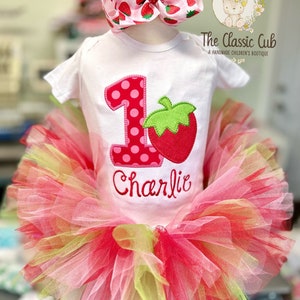 Strawberry Birthday Tutu Outfit