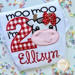 Moo Moo I’m Two birthday shirt, Cow Birthday Shirt | Any Age