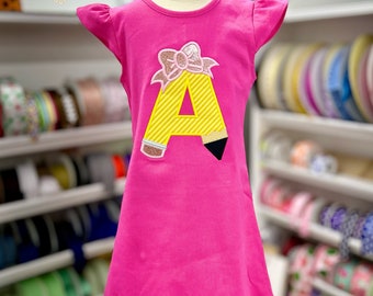 Pink School dress for girls with pencil design