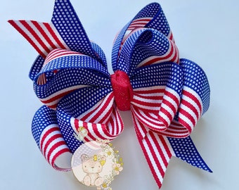 Stars and Stripes 4th of July Hairbow