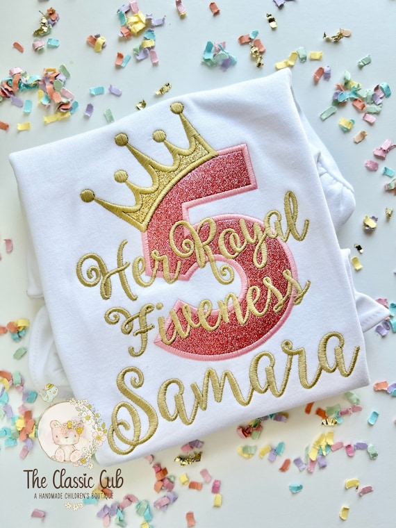 Her Royal Fiveness birthday shirt, 5th birthday princess shirt