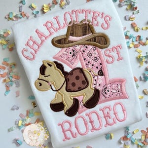 My First Rodeo Cowgirl light pink theme birthday shirt or bodysuit