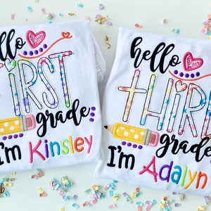 Hello School shirt for girls, Kindergarten shirt, Preschool shirt, 1st grade shirt, 2nd grade shirt, 3rd grade shirt