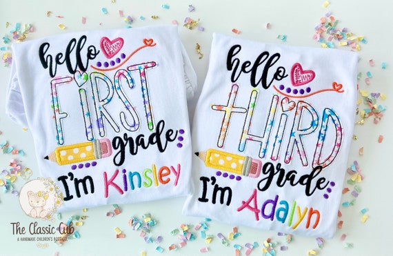 Hello School shirt for girls, Kindergarten shirt, Preschool shirt, 1st grade shirt, 2nd grade shirt, 3rd grade shirt
