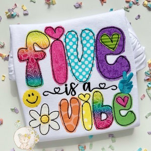 Five is a Vibe theme birthday shirt for girls with daisies