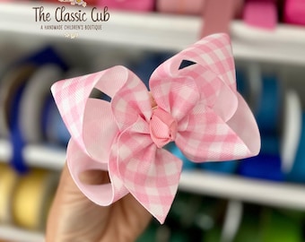 Pink Gingham Hairbow