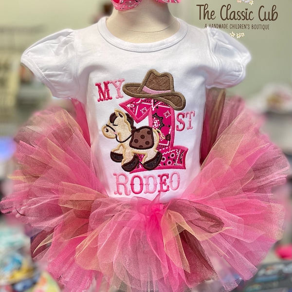 My First Rodeo Cowgirl theme birthday tutu outfit