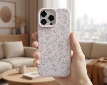 Elegant Minimalist Floral Silicone Phone Case – Soft Shockproof Bumper Cover for iPhone 11-17 Series