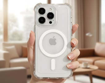 Luxury Clear Magnetic Phone Case – Shockproof Soft Bumper Magsafe Cover for iPhone 11-16 Series