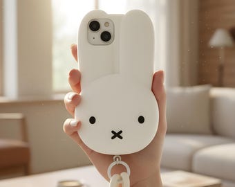 Kawaii Miffy Cartoon Silicone Phone Case – Soft Anti Drop Cover for iPhone 11-16 Series