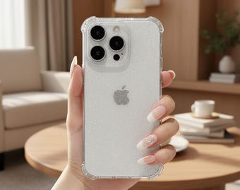 Glitter Clear Phone Case: Sparkly Silicone Soft TPU Shockproof Cover for iPhone X-17 Series
