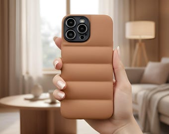Puffer Down Jacket Phone Case – Soft Silicone Shockproof Cover for iPhone 11-16 Series