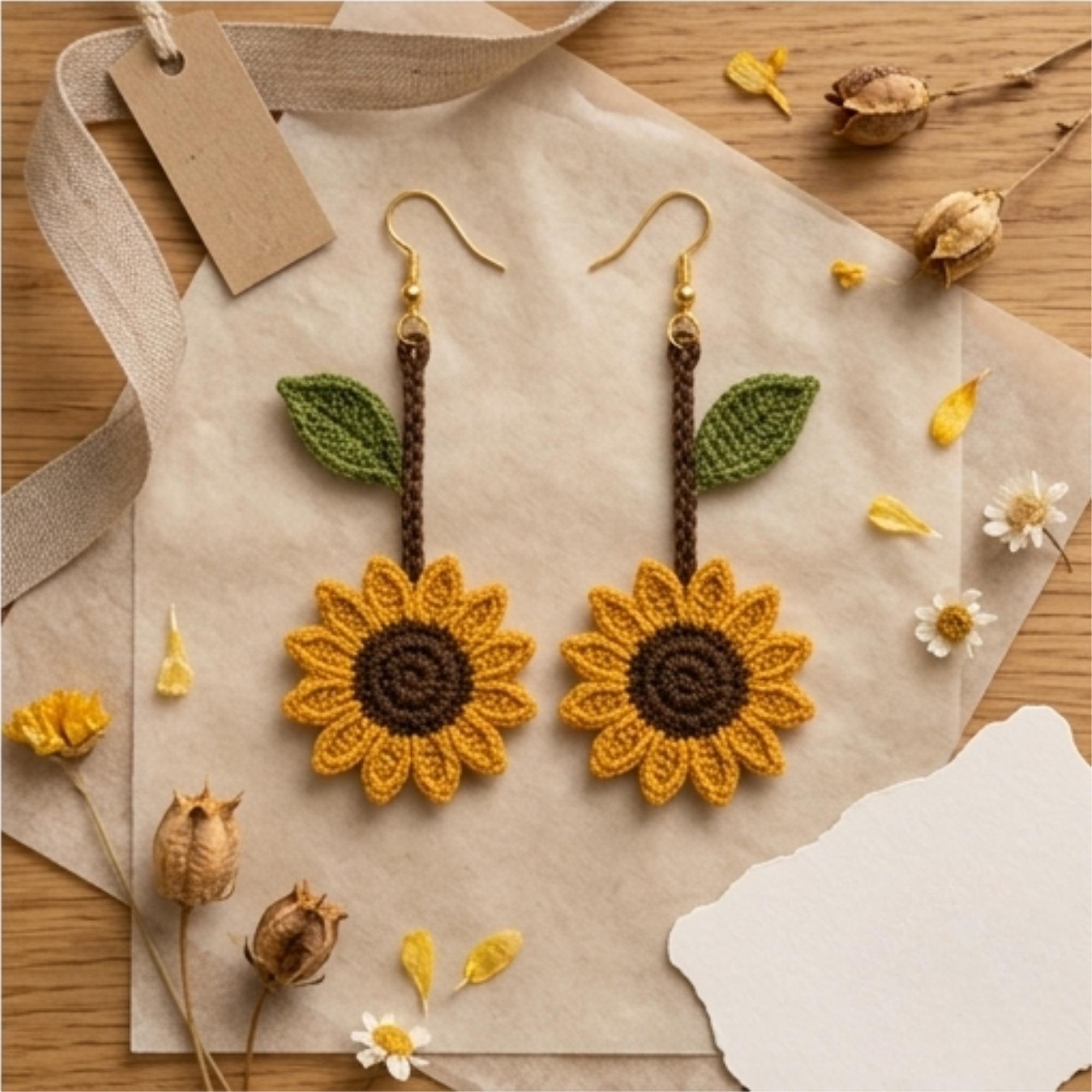 30 Sunflower Cow Crochet Patterns to Bring Rustic Farm Charm to Your Home 33 Micro Crochet Sunflower Earrings Pattern