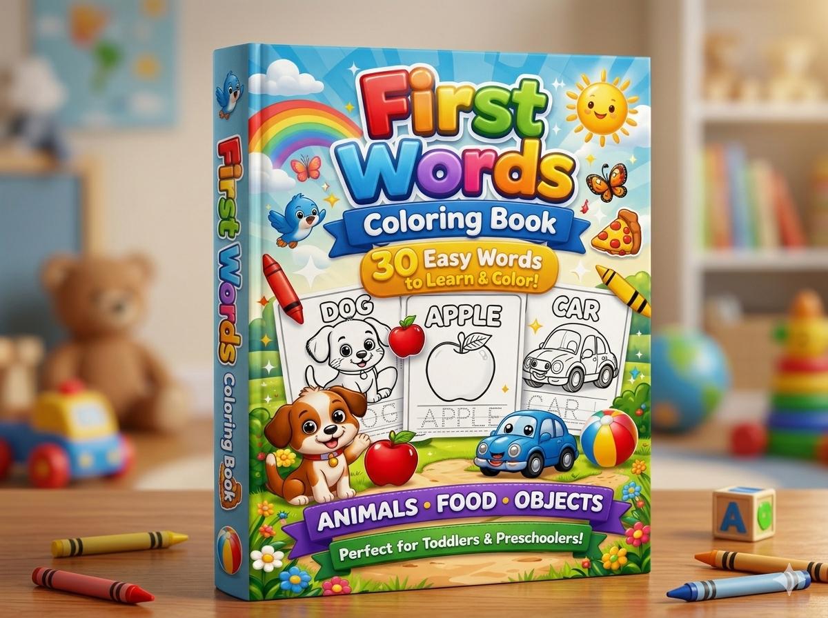 First Words Coloring Book – Fun & Educational Activity Book for Kids - Etsy