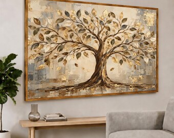 Gold Tree of Life Neutral Textured - Tree of Life Art