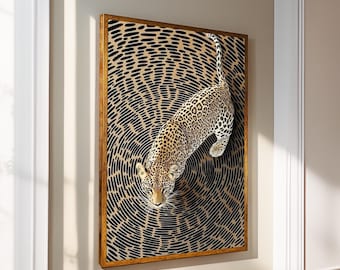 Leopard Wall Art, Neutral Safari Canvas Print, Modern Wildlife Decor