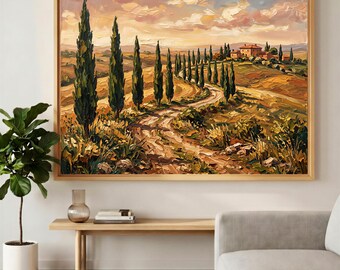 Tuscan Cypress Road Italian Countryside - Italian Wall Art