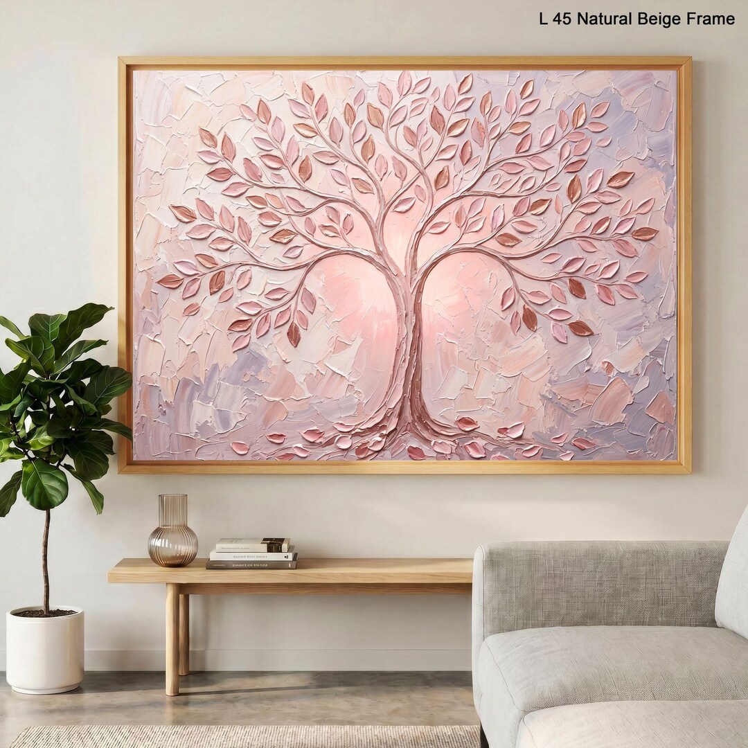 Pink Tree of Life Canvas Print, Pastel Nature Wall Art - Etsy