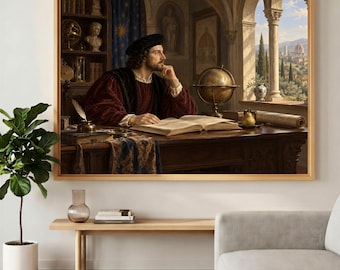 Renaissance Scholar Reading Dark Academia - Framed Art