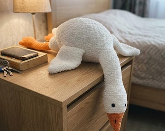Riesige schlafende Gans Häkelanleitung PDF, Amigurumi Bodenkissen Plüschtier, flauschiger Vogel-Kinderzimmer-Dekor, handgemachtes Stofftier, Anleitung