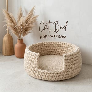Patroon gehaakt huisdierbed pdf | Kattenmand met dik touw, haakpatroon hondenmand, direct downloaden
