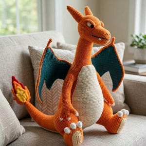 Large Charizard Crochet Pattern PDF | Giant Anime Dragon Amigurumi Tutorial | Advanced Plush Toy Guide | Masterclass PDF Download