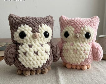 Mollige Eule Häkelanleitung, Riesen-Amigurumi Vogel, Jumbo Velvet Woodland Kinderzimmer Dekor, DIY Kuscheltier Plüschtier