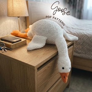 Giant Sleeping Goose Crochet Pattern PDF, Amigurumi Floor Pillow Plushie, Fluffy Bird Nursery Decor, Handmade Stuffed Animal Instructions