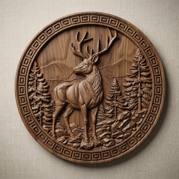 Deer Stag 3D Relief STL File | CNC Wood Carving | Animal Wall Art (Digital Download)