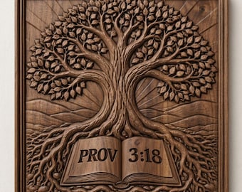 Tree of Life CNC File, Proverbs 3:18 Bible Wall Art (Digital Download)