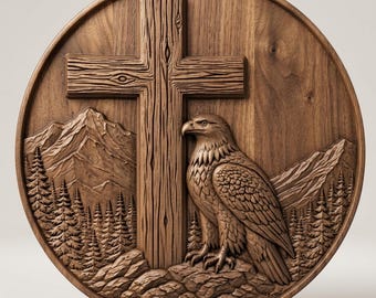 Cross Eagle Relief CNC File, Christian Wood Carving Model (Digital Download)