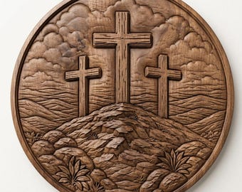 Three Crosses STL File CNC Relief, Christian Wall Art, Religious Wood Carving (Digital Download)