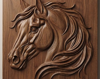 Horse Head 3D Relief Carving STL File | CNC Wood Animal Wall Art (Digital Download)