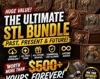 100+ STL Files Bundle – CNC Wood Carving, 3D Relief Designs (Digital Download)