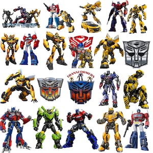 Transformers PNG Bundle, Optimus Prime, Bumblebee, Megatron, Autobots, Decepticons, Logo Masken-Gesichtsdesigns für Cricut Sublimation