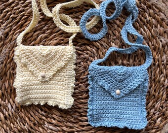 Handgehäkelte Kinder-Umhängetasche | Kleine Tasche für Kleingeld & Schätze